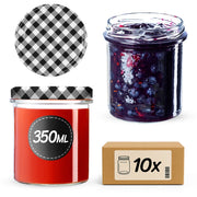 Barattoli di vetro KADAX Avila 350ml 10pz 82mm + coperchio "Black Lattice"