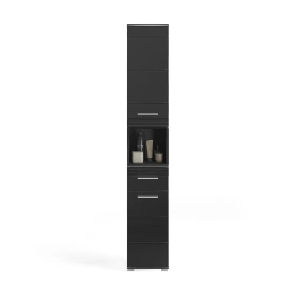 Set di mobili per bagno: Mobile sotto lavabo + colonna bagno + Mobiletto con specchi - Nero