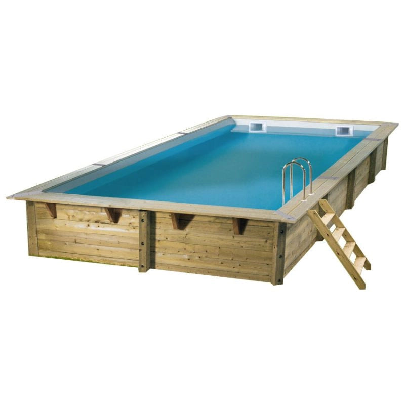 Piscina In Legno Rettangolare Northwood 650 - 6,50 X 3,50 H1,40 M - Liner Grey