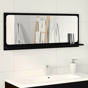 Mensola Specchio con lo scaffale-Mensola con Specchio Rovere Nero 90 x 10,5 x 37 cm
