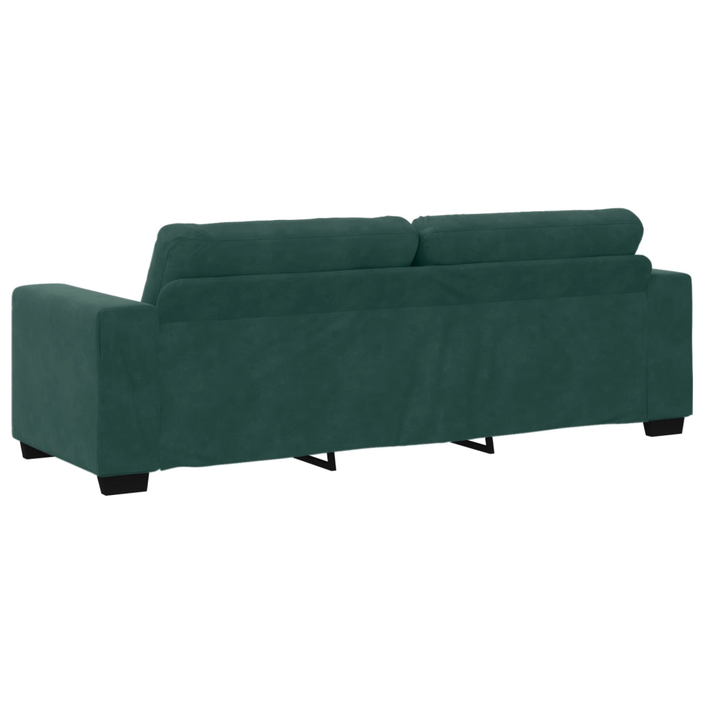 Set di divani 3 pezzi con cuscini in velluto verde scuro