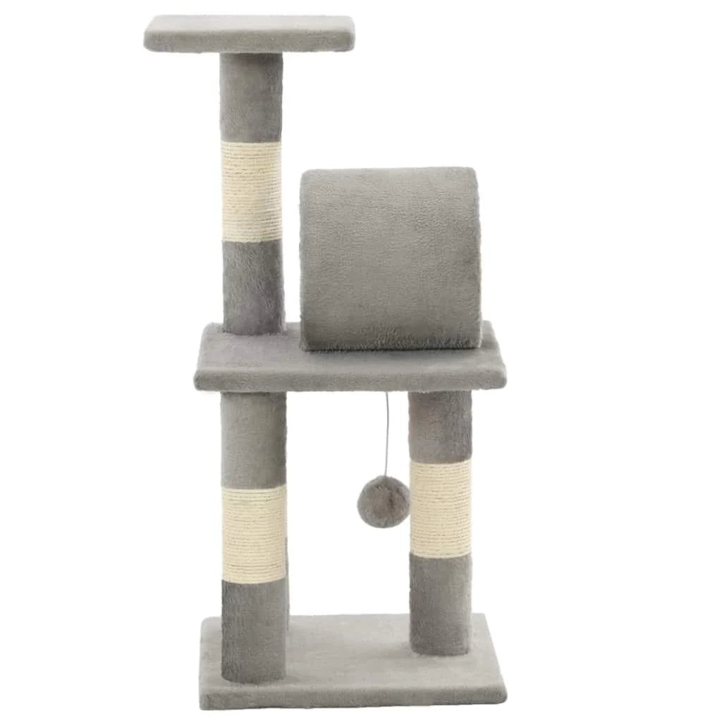 Tiragraffi albero per gatti cuccia per gatti peluche in sisal 65 cm grigio 3702123