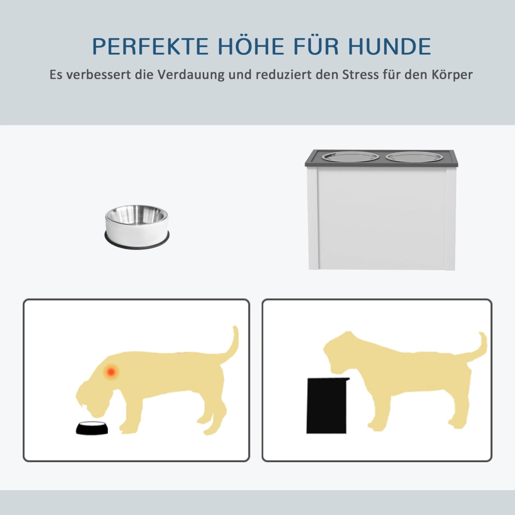 Mangiatoia Mobile per Cani con Cassetto ¨C Zephmum ¨C Bianco Grigio 60x30x42