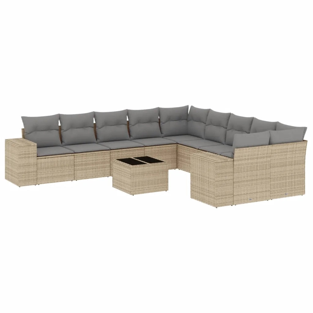 Set Divani da Giardino 11 pz con Cuscini Beige in Polyrattan 3255456
