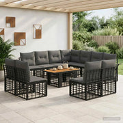 Set Divano da Giardino 12 pz Nero e Grigio scuro polyrattan 3437989
