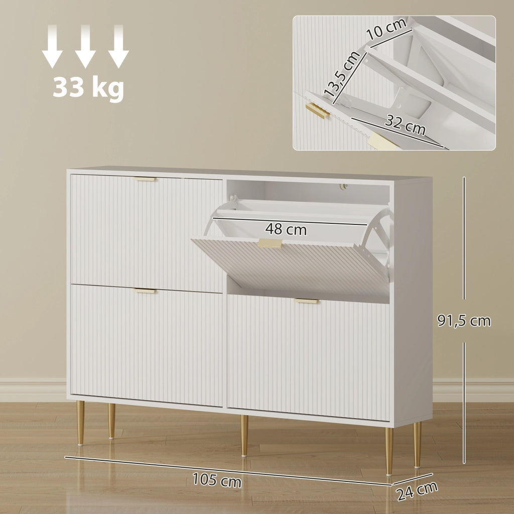 Scarpiera con cassetti e ripiani regolabili ¨C zephmum ¨C bianco 105x24x91,5 cm