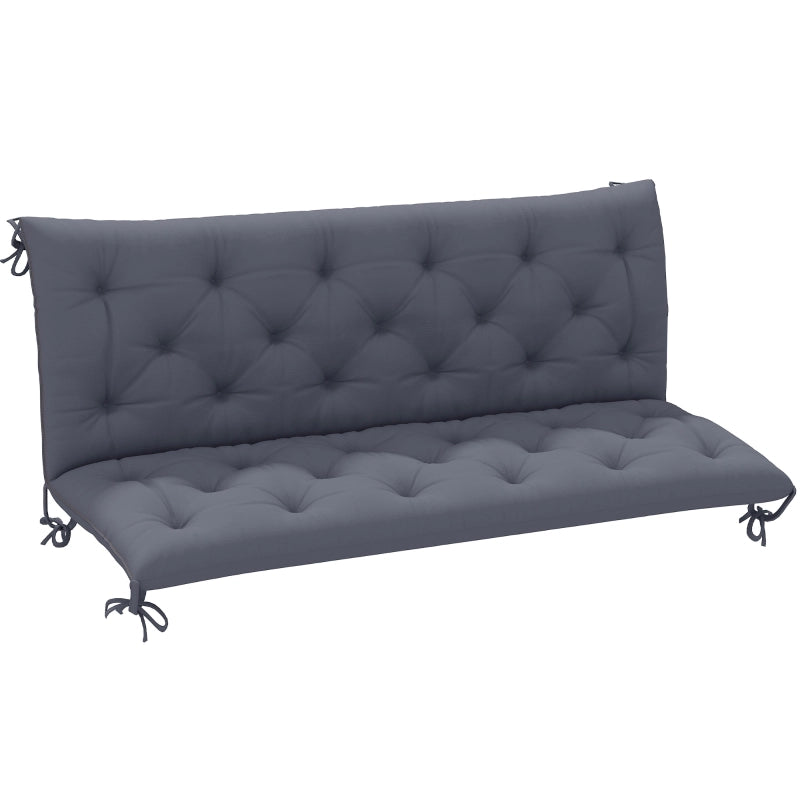 Cuscino per panca a 3 posti 150 x 98 x 8 cm, cuscino per seduta con lacci, cuscino per schienale per uso interno/esterno, cuscino per panchine,