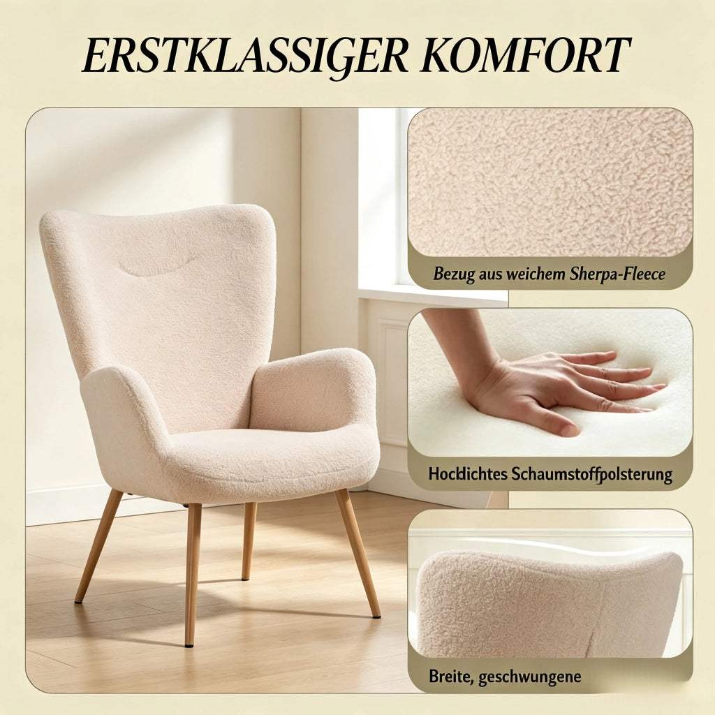 POLTRONA in tessuto Frottee beige 71x74x97,5 cm