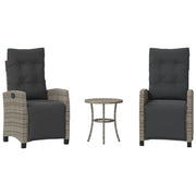 Set da Bistr¨° 3 pz | Set Salotto da Giardino con Cuscini Grigio in Polyrattan