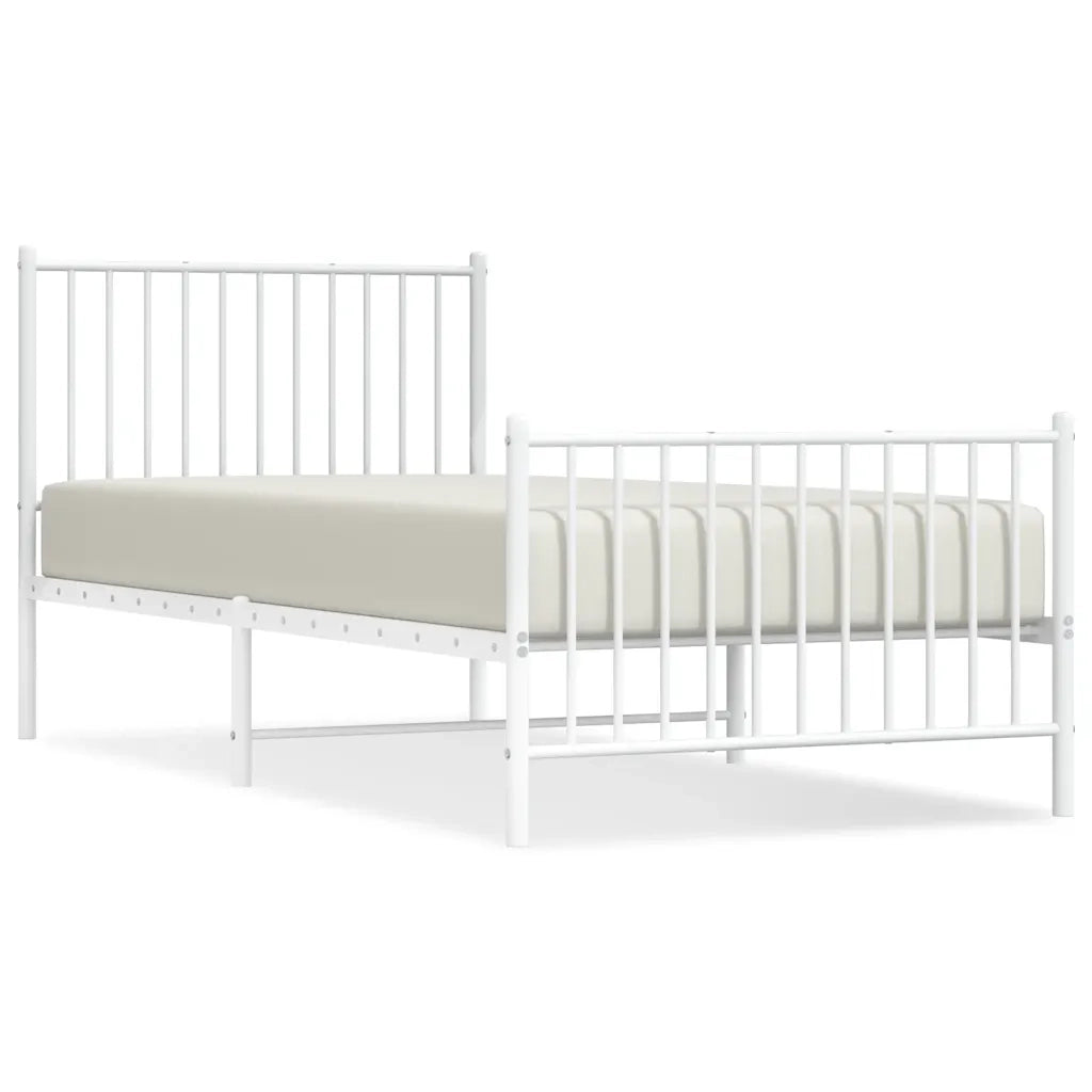 Giroletto con Testiera e Pediera Metallo Bianco 90x200 cm