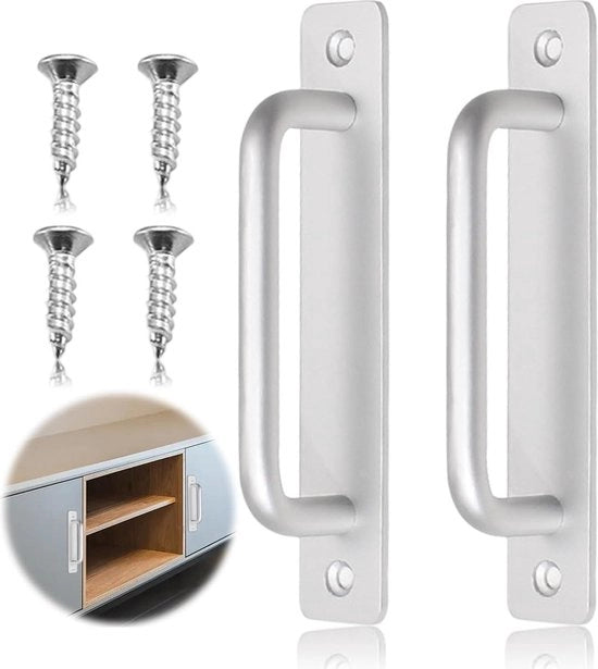 Maniglioni scorrevoli per porta - 148 mm - argento - per armadio e cucina