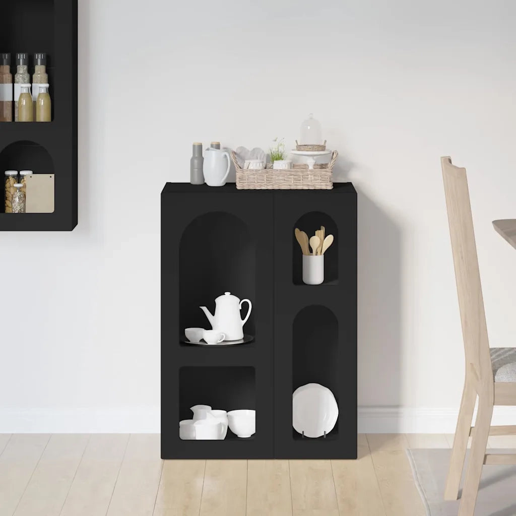 Credenza | Madia | Buffet da pranzo | Armadio da pranzo Nero 59 x 35 x 80.5 cm Legno multistrato