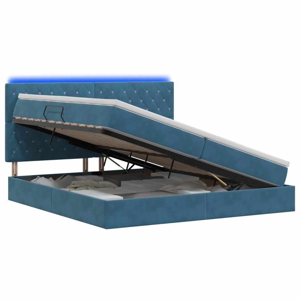 Letto con contenitore LED e materasso Blu Scuro 200 x 200 cm 3460096