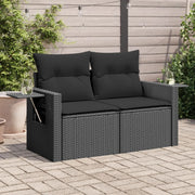 Divano da Giardino con Cuscini a 2 Posti-Sofa da Giardino-Divano da esterno Nero in Polyrattan 727054
