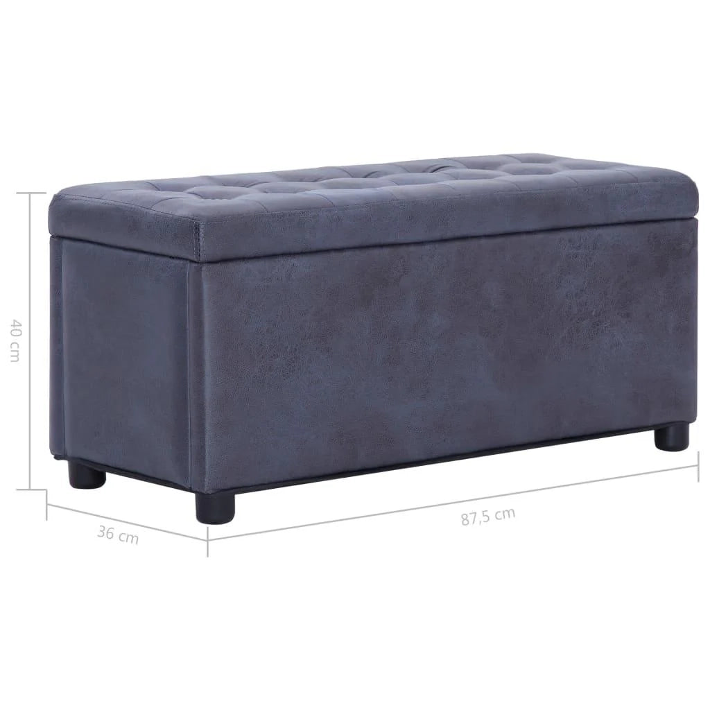 Panca/sgabello/contenitore ottomano 87 cm pelle scamosciata sintetica grigia 3002129