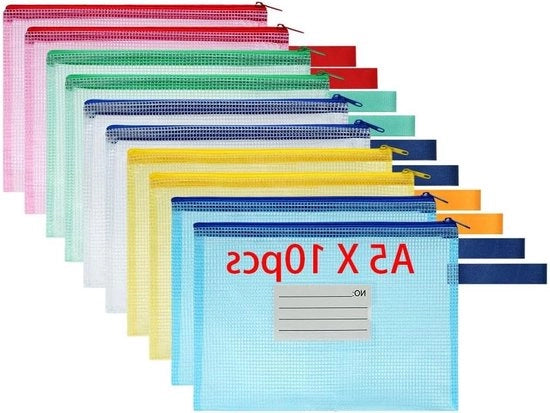 Raccoglitori acqua-tetra - Documenti A5 10 pezzi con etichetta Mesh Plastic per cartella per scuola e ufficio domestico