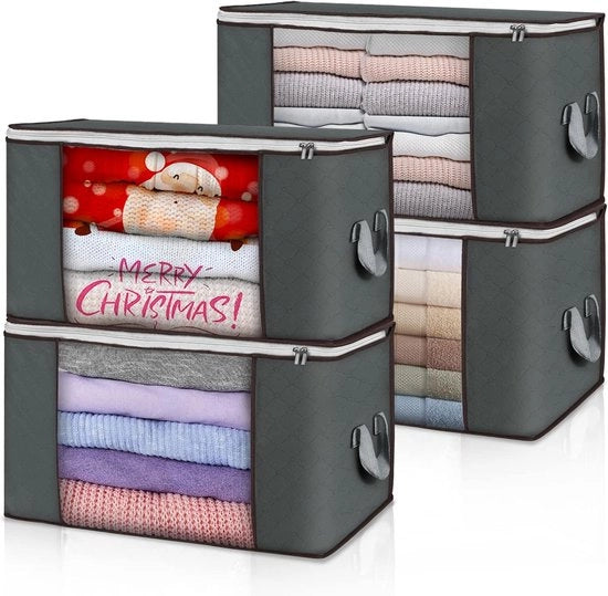 4 Zaini di Stoccaggio Grandi 90L - Organizzatori di Abbigliamento Pieghevoli con Maniglie Rafforzate