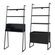 Set di 2 mobili composto da scrivania e scaffale con armadietto nero 03_0009364