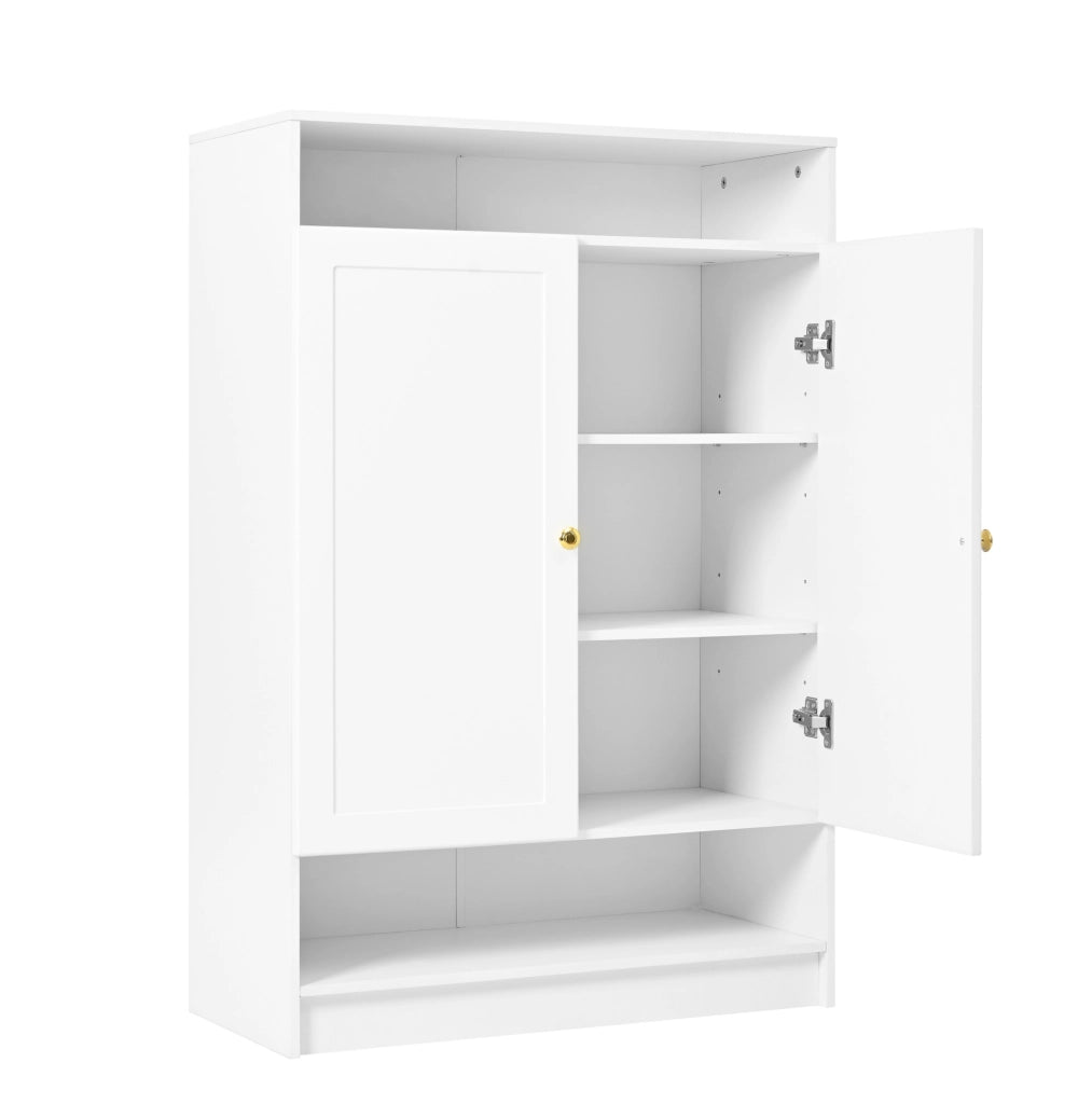 Armadio Scarpe Moderno con Ripiani Regolabili, 2 Porte, Bianco, 73x34x109 cm