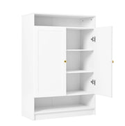 Armadio Scarpe Moderno con Ripiani Regolabili, 2 Porte, Bianco, 73x34x109 cm
