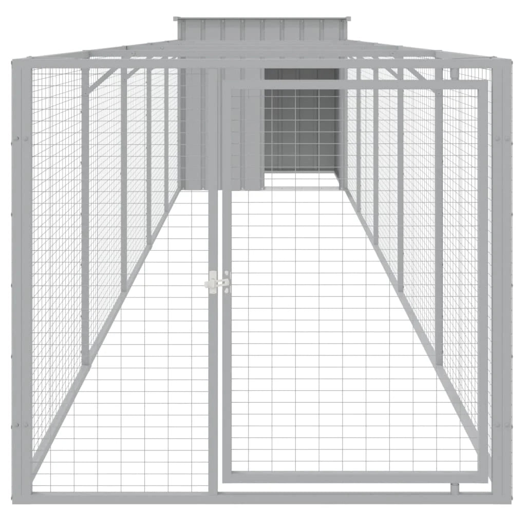 Cuccia per cani con cortile luminoso 110 x 609 x 110 cm grigio 02_0043492