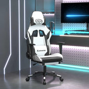 Sedia da Gaming Massaggio Poggiapiedi Bianco e Nero Similpelle cod mxl 61065