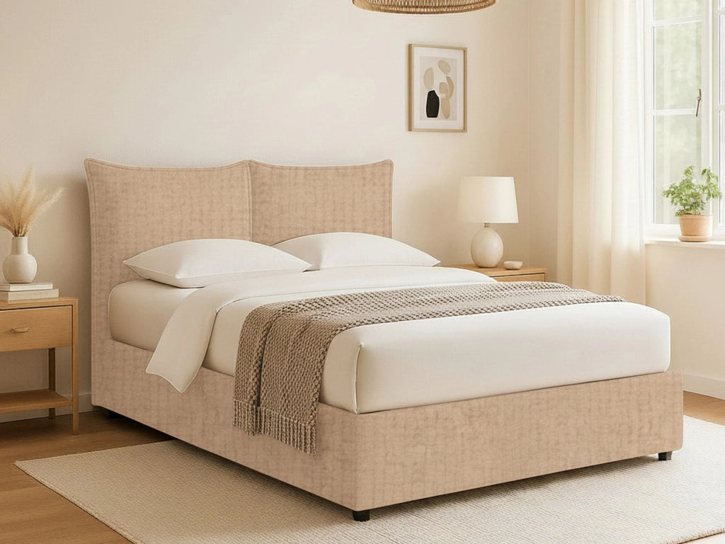 Uckfield, Letto Matrimoniale Sfoderabile Made in Italy, Beige