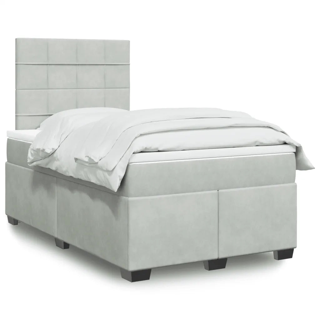 Giroletto a Molle con Materasso Grigio Chiaro 120x200cm Velluto
