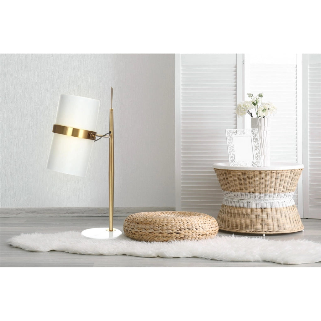 Lampada da tavolo Novum in marmo e metallo dorato