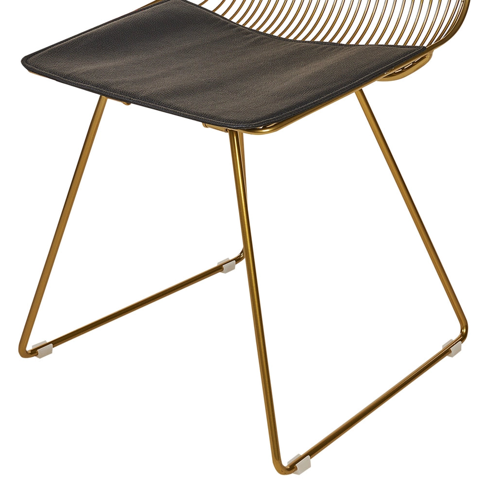 Set di 2 sedie in metallo oro con cuscino in pelle stile moderno industriale