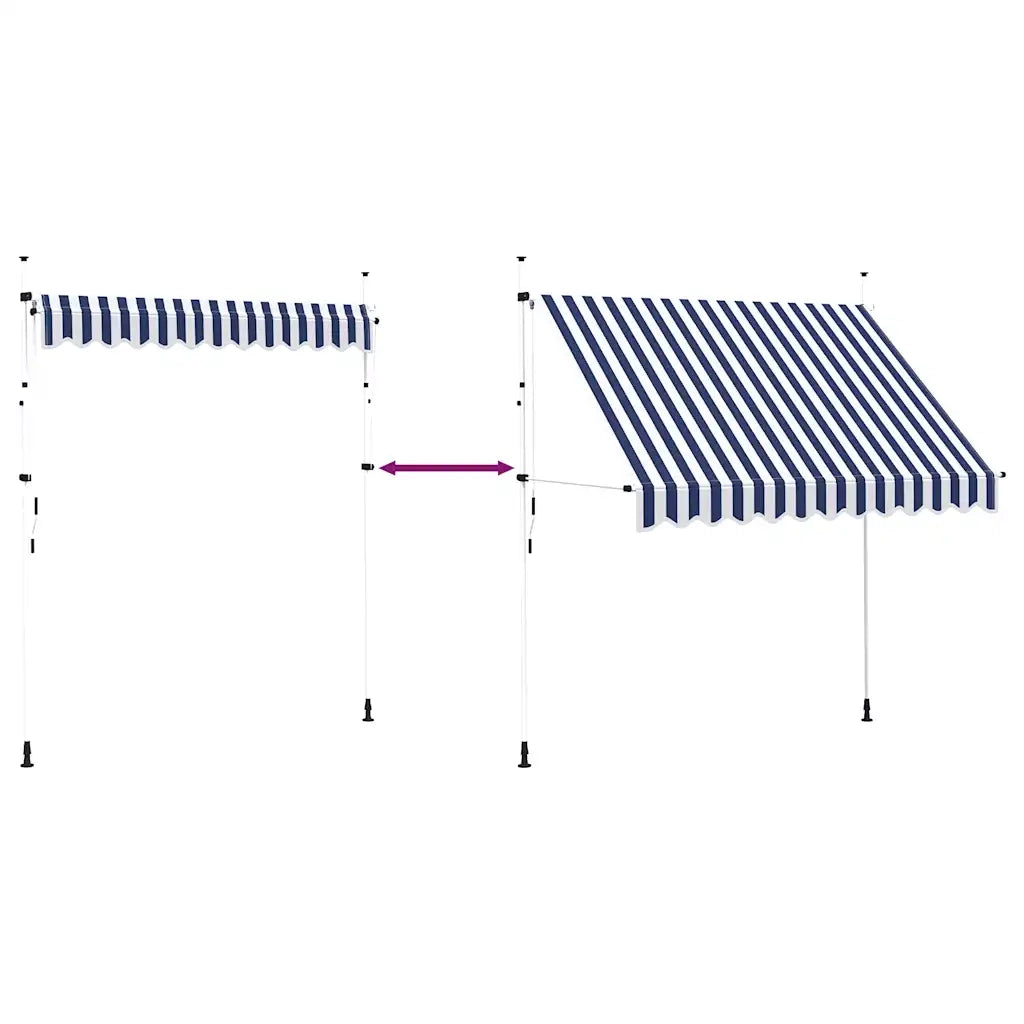 Tenda da Sole Retrattile Manuale 250 cm a Strisce Blu e Bianche