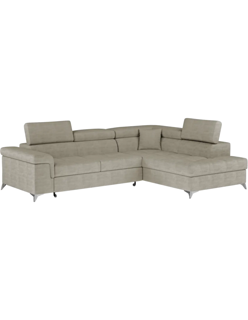 Divano angolare convertibile PALAZZO 4 posti beige – angolo destro con baule