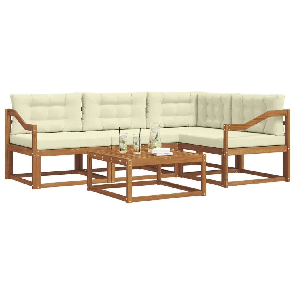 Set di divani da esterno con cuscino 5 pcs Naturale e Crema