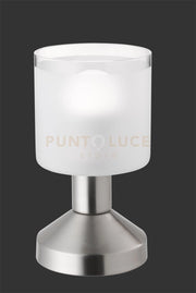 GRAL LAMPADA DA TAVOLO METALLO ACCIAIO CON VETRO H. 17 D. 9CM 1 LUCE ATTACCO E14