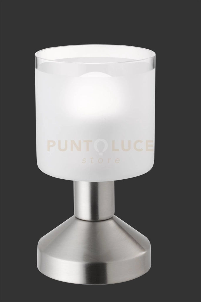 GRAL LAMPADA DA TAVOLO METALLO ACCIAIO CON VETRO H. 17 D. 9CM 1 LUCE ATTACCO E14
