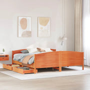 Letto senza Materasso-Struttura Letto Marrone Cera 160x200 cm in Legno di Pino 305684