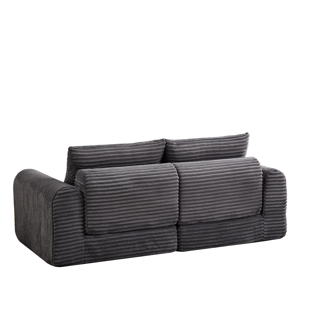 Divano Letto Modulare con Pouf e Cuscini in Velluto a Coste ¨C MINIMAL ¨C Beige