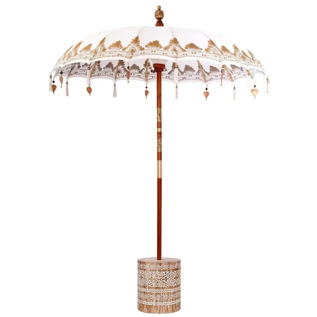 Parasol Balinese Crema 180-190 cm Cotone, legno massello