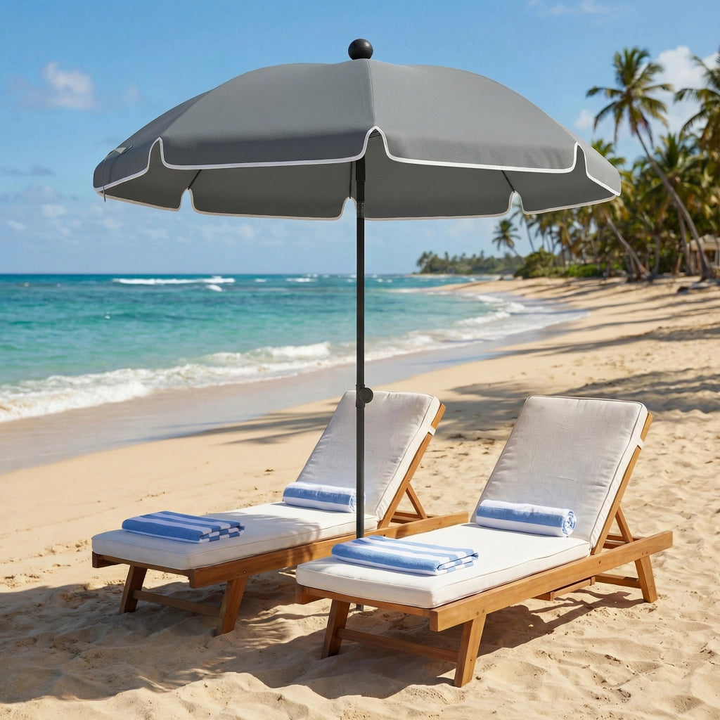 Ombrellone da Spiaggia Inclinabile con Borsa ¨C Zephmum ¨C Grigio Scuro ?150x185 cm