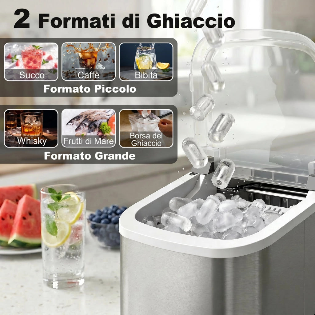 Macchina del Ghiaccio ¨C Zephmum ¨C Argento 12kg/24h