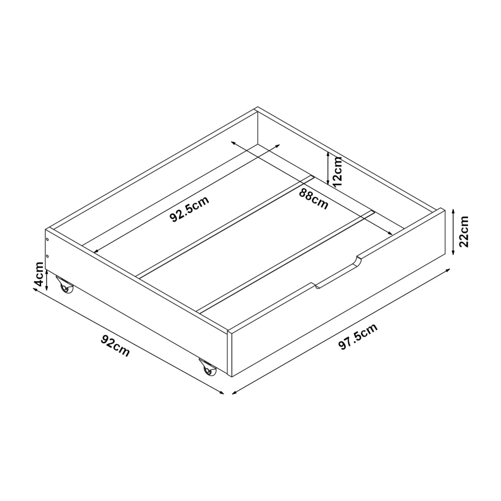 Set di 2 Cassetti Sottoletto Ydre a 4 Rotelle 97,5 x 92 x 22 cm Bianco [en.casa]