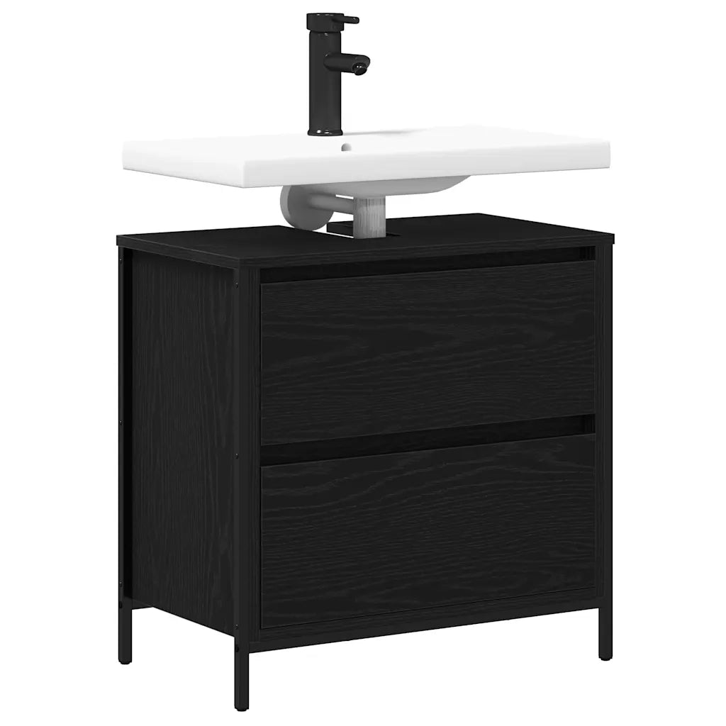 Mobile Lavabo da Bagno con Cassetti Rovere Nero 60x34,5x60 cm