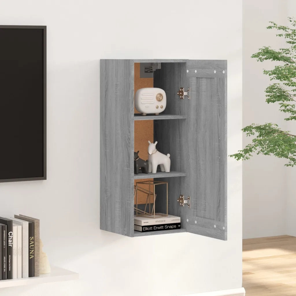 Armadietto a Muro | Mobile a Parete Grigio Sonoma 35x34x90cm in Legno Multistrato