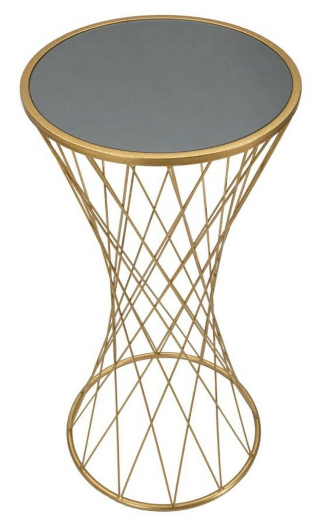 Tavolino da salotto Blake, Tavolo basso da caffè, Portariviste per divano, Ripiano da soggiorno, Oro, 40x40 h80 cm