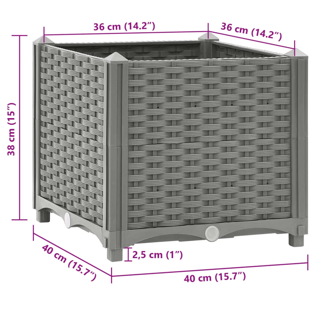 Fioriera rialzata per piante fiori terrazza giardino 40 x 40 x 38 cm polipropilene grigio 02_0039226