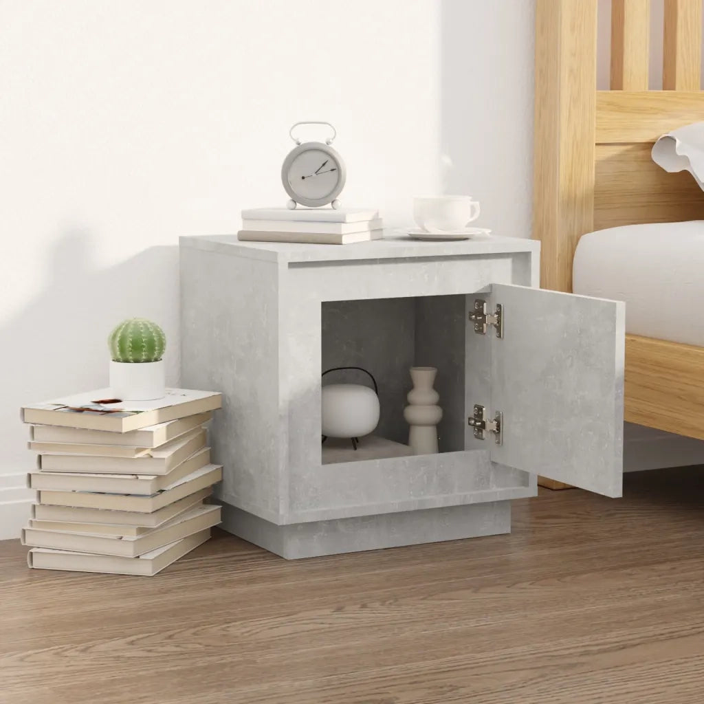 Comodino | Armadio da Notte | Mobiletto da notte Grigio Cemento 44x35x45 cm in Legno Multistrato