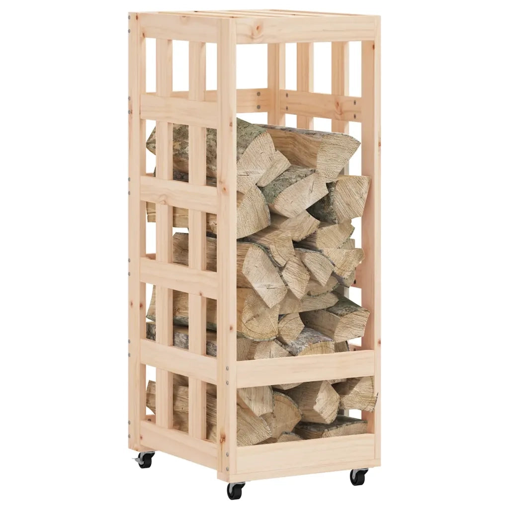 Portalegna con Ruote-Scaffale per Legna 40x49x110 cm Legno Massello di Pino