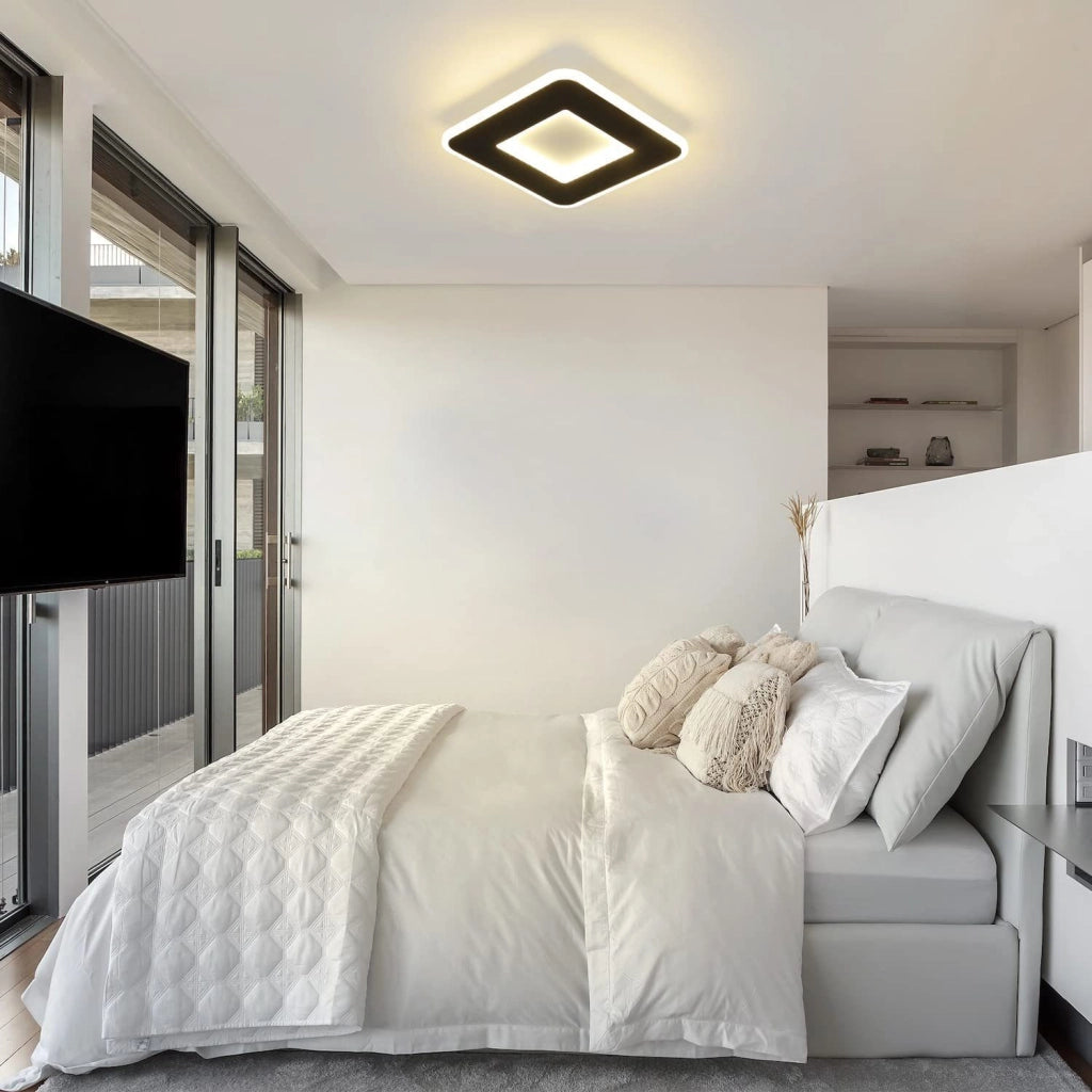 ZMH Lampada da soffitto plafoniera LED bianco nera 24 cm per corridoio soggiorno