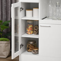 Credenza Moderna 60x40x95 cm Salvaspazio in Legno e Vetro Bianco