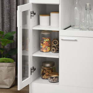 Credenza Moderna 60x40x95 cm Salvaspazio in Legno e Vetro Bianco